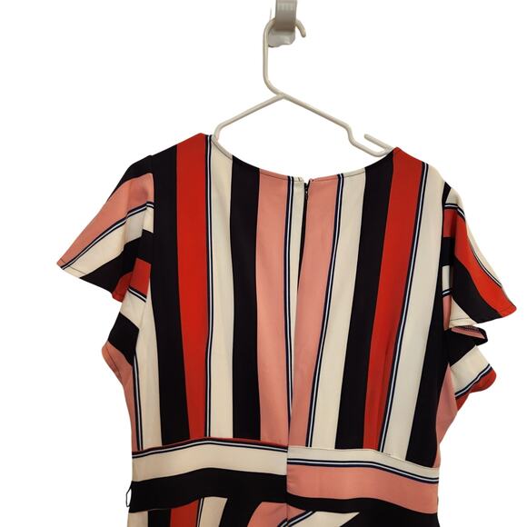 Lane Bryant Flutter Sleeve Asymmetrical Striped Midi Dress Multicolor Size 16 - Picture 9 of 10